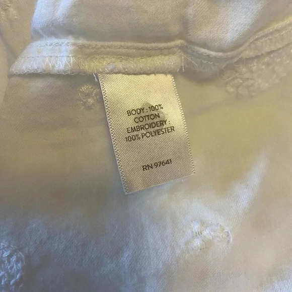 J. Jill White Embroidered Blouse Size XS Boho Peasant Tropical Pineapple Top - Picture 8 of 9